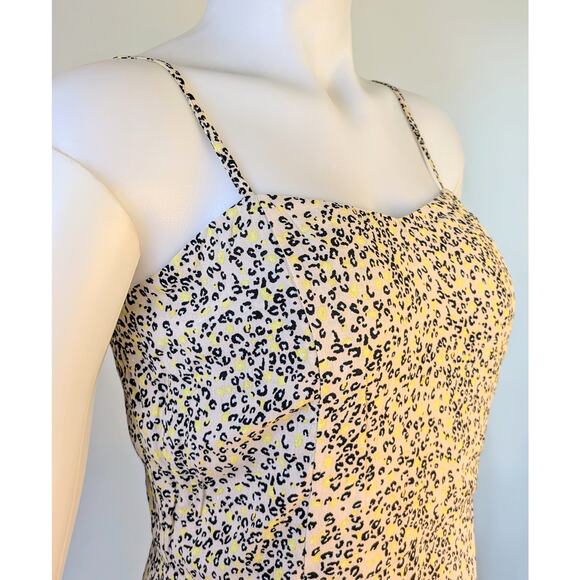 Calvin Klein Skater Minidress Sundress Medium Beige Black Leopard Print NEW - Picture 6 of 12
